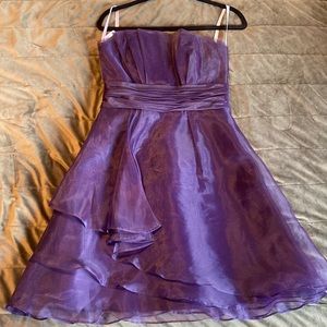 Davids Bridal purple bridesmaids dress.